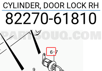 Suzuki 8227061810 CYLINDER, DOOR LOCK RH