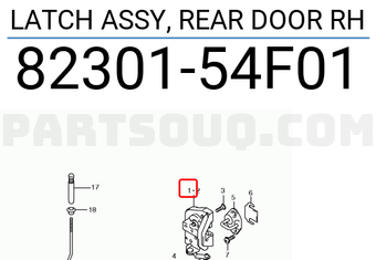Suzuki 8230154F01 LATCH ASSY, REAR DOOR RH