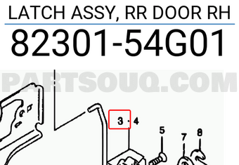 Suzuki 8230154G01 LATCH ASSY, RR DOOR RH