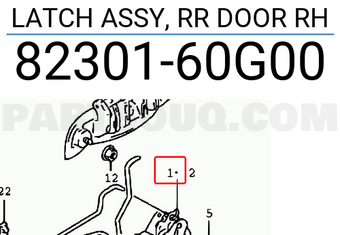 Suzuki 8230160G00 LATCH ASSY, RR DOOR RH