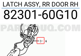 Suzuki 8230160G10 LATCH ASSY, RR DOOR RH
