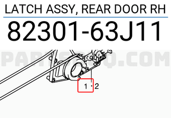 Suzuki 8230163J11 LATCH ASSY, REAR DOOR RH