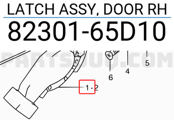 Suzuki 8230165D10 LATCH ASSY, DOOR RH