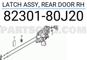 Suzuki 8230180J20 LATCH ASSY, REAR DOOR RH