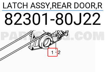 Suzuki 8230180J22 LATCH ASSY,REAR DOOR,R