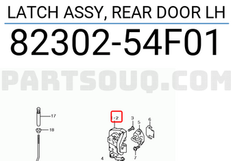 Suzuki 8230254F01 LATCH ASSY, REAR DOOR LH