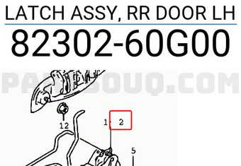 Suzuki 8230260G00 LATCH ASSY, RR DOOR LH