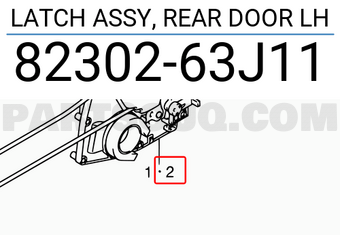 Suzuki 8230263J11 LATCH ASSY, REAR DOOR LH