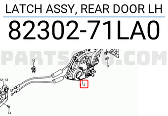 Suzuki 8230271LA0 LATCH ASSY, REAR DOOR LH