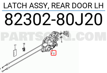 Suzuki 8230280J20 LATCH ASSY, REAR DOOR LH