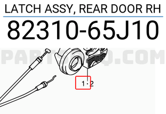 Suzuki 8231065J10 LATCH ASSY, REAR DOOR RH