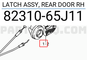 Suzuki 8231065J11 LATCH ASSY, REAR DOOR RH