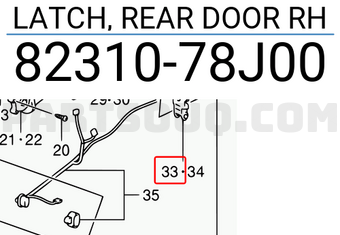 Suzuki 8231078J00 LATCH, REAR DOOR RH