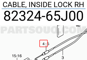 Suzuki 8232465J00 CABLE, INSIDE LOCK RH