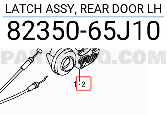 Suzuki 8235065J10 LATCH ASSY, REAR DOOR LH