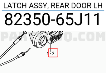 Suzuki 8235065J11 LATCH ASSY, REAR DOOR LH