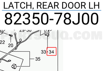 Suzuki 8235078J00 LATCH, REAR DOOR LH