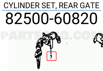 Suzuki 8250060820 CYLINDER SET, REAR GATE