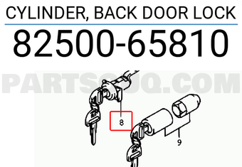 Suzuki 8250065810 CYLINDER, BACK DOOR LOCK