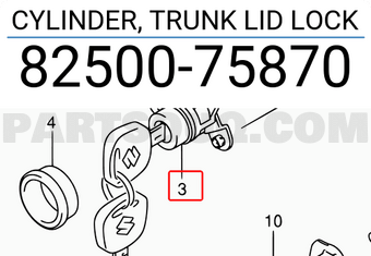 Suzuki 8250075870 CYLINDER, TRUNK LID LOCK