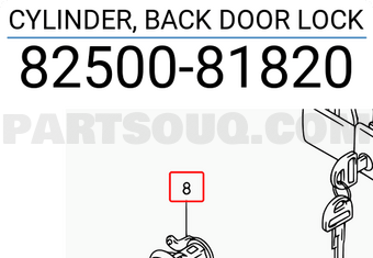 Suzuki 8250081820 CYLINDER, BACK DOOR LOCK
