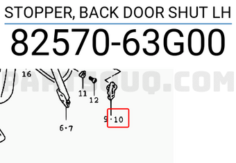 Suzuki 8257063G00 STOPPER, BACK DOOR SHUT LH