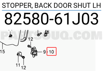 Suzuki 8258061J03 STOPPER, BACK DOOR SHUT LH