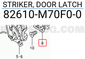 Suzuki 82610M70F00 STRIKER, DOOR LATCH