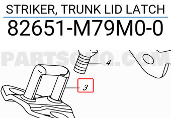 Suzuki 82651M79M00 STRIKER, TRUNK LID LATCH