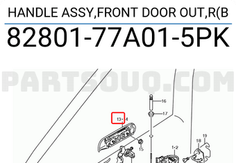 Suzuki 8280177A015PK HANDLE ASSY,FRONT DOOR OUT,R(B