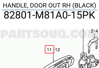 Suzuki 82801M81A015PK HANDLE, DOOR OUT RH (BLACK)