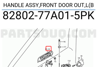 Suzuki 8280277A015PK HANDLE ASSY,FRONT DOOR OUT,L(B