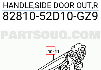 Suzuki 8281052D10GZ9 HANDLE,SIDE DOOR OUT,R