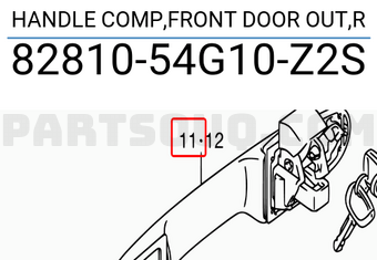 Suzuki 8281054G10Z2S HANDLE COMP,FRONT DOOR OUT,R