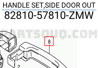 Suzuki 8281057810ZMW HANDLE SET,SIDE DOOR OUT