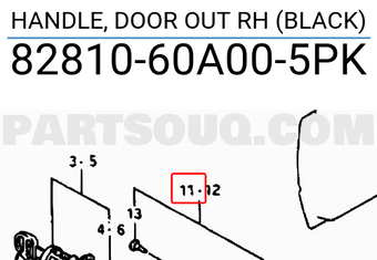 Suzuki 8281060A005PK HANDLE, DOOR OUT RH (BLACK)