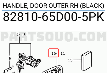 Suzuki 8281065D005PK HANDLE, DOOR OUTER RH (BLACK)
