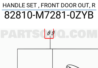 Suzuki 82810M72810ZYB HANDLE SET , FRONT DOOR OUT, R