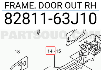 Suzuki 8281163J10 FRAME, DOOR OUT RH
