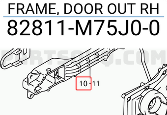 Suzuki 82811M75J00 FRAME, DOOR OUT RH