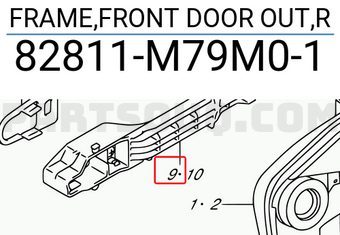 Suzuki 82811M79M01 FRAME,FRONT DOOR OUT,R