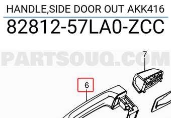 Suzuki 8281257LA0ZCC HANDLE,SIDE DOOR OUT AKK416