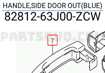 Suzuki 8281263J00ZCW HANDLE,SIDE DOOR OUT(BLUE)
