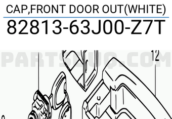 Suzuki 8281363J00Z7T CAP,FRONT DOOR OUT(WHITE)