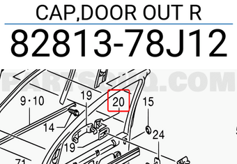 Suzuki 8281378J12 CAP,DOOR OUT R