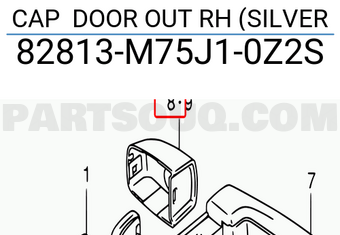 Suzuki 82813M75J10Z2S CAP DOOR OUT RH (SILVER