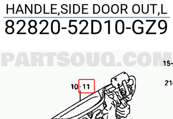 Suzuki 8282052D10GZ9 HANDLE,SIDE DOOR OUT,L