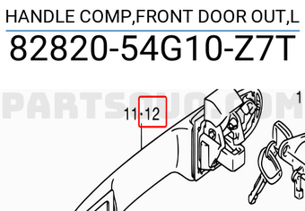 Suzuki 8282054G10Z7T HANDLE COMP,FRONT DOOR OUT,L