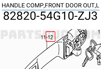 Suzuki 8282054G10ZJ3 HANDLE COMP,FRONT DOOR OUT,L