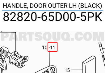 Suzuki 8282065D005PK HANDLE, DOOR OUTER LH (BLACK)